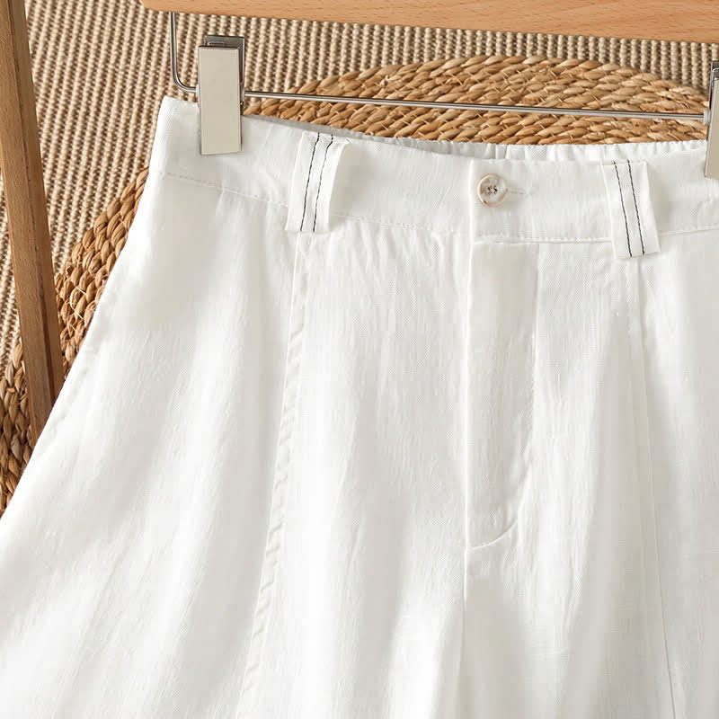 Buddha Stones Pantalon ample à jambes larges avec fermeture éclair, coupe décontractée printemps-été, et poches. - image 12