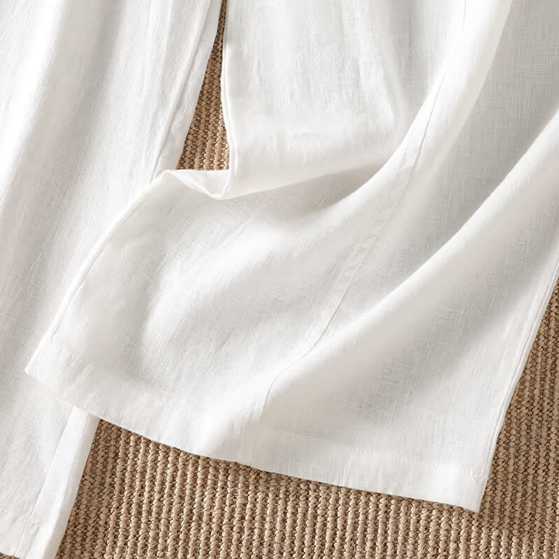 Buddha Stones Pantalon ample à jambes larges avec fermeture éclair, coupe décontractée printemps-été, et poches. - image 15