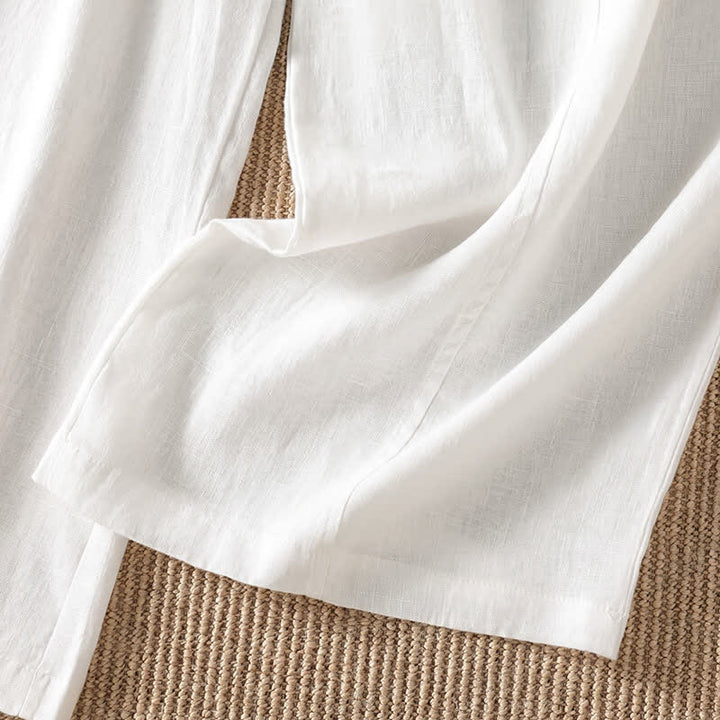 Buddha Stones Pantalon ample à jambes larges avec fermeture éclair, coupe décontractée printemps-été, et poches. - image 15