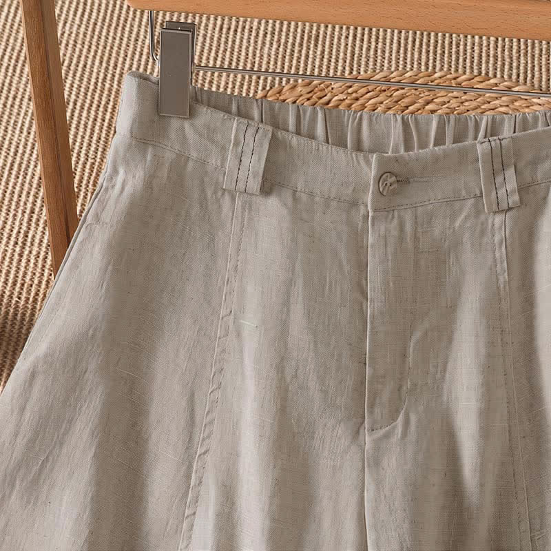 Buddha Stones Pantalon ample à jambes larges avec fermeture éclair, coupe décontractée printemps-été, et poches. - image 2