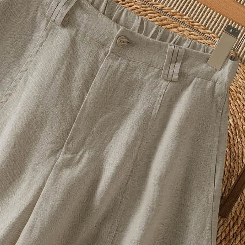 Buddha Stones Pantalon ample à jambes larges avec fermeture éclair, coupe décontractée printemps-été, et poches. - image 6