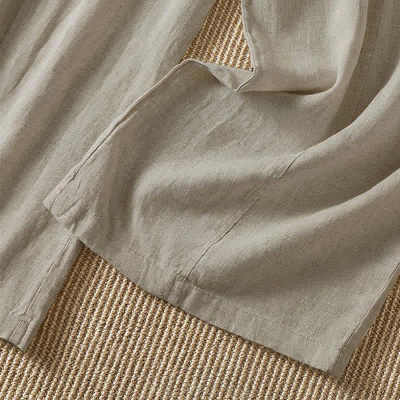Buddha Stones Pantalon ample à jambes larges avec fermeture éclair, coupe décontractée printemps-été, et poches. - image 8