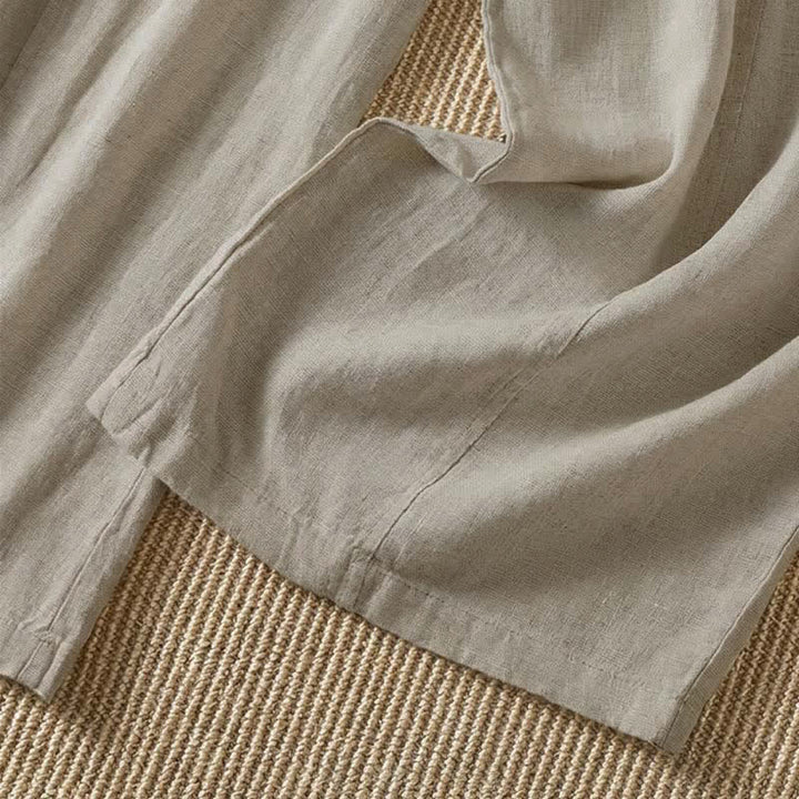 Buddha Stones Pantalon ample à jambes larges avec fermeture éclair, coupe décontractée printemps-été, et poches. - image 8