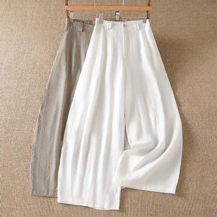Buddha Stones Pantalon ample à jambes larges avec fermeture éclair, coupe décontractée printemps-été, et poches. - image 16