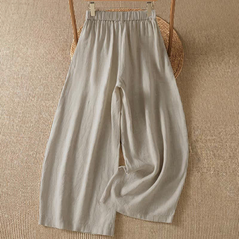 Buddha Stones Pantalon ample à jambes larges avec fermeture éclair, coupe décontractée printemps-été, et poches. - image 1