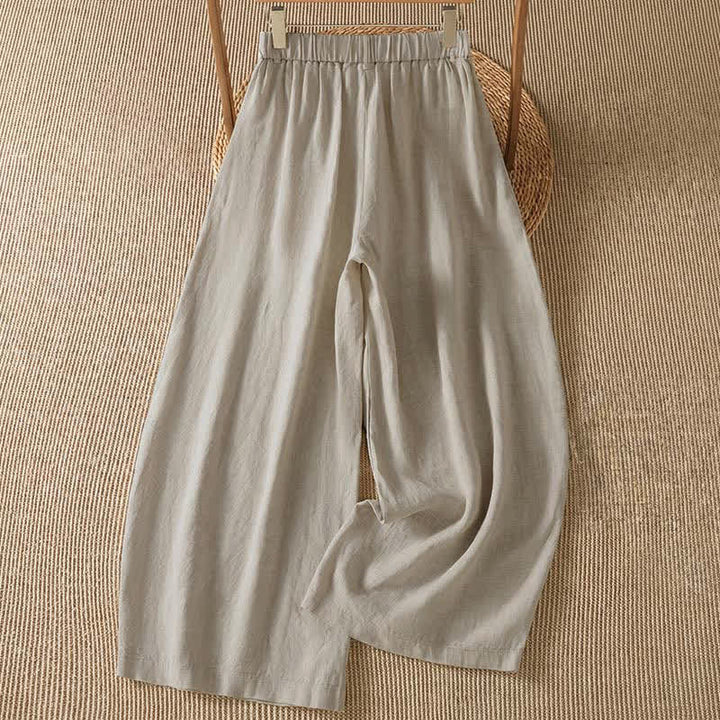 Buddha Stones Pantalon ample à jambes larges avec fermeture éclair, coupe décontractée printemps-été, et poches. - image 1