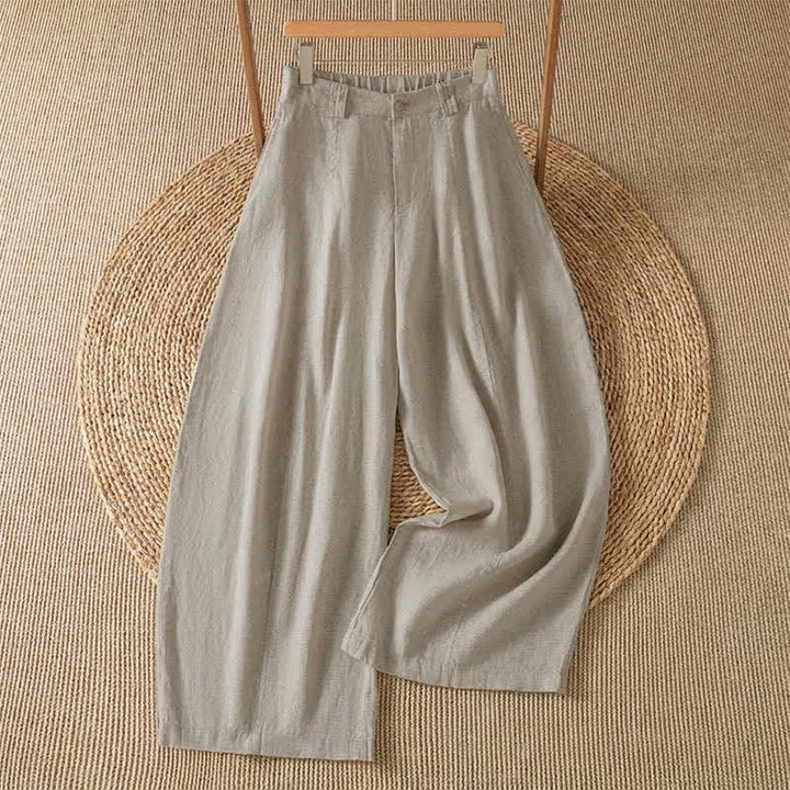 Buddha Stones Pantalon ample à jambes larges avec fermeture éclair, coupe décontractée printemps-été, et poches. - Tanné - US8-10, UK/AU12-14, EU40-42 (2XL) - image 0