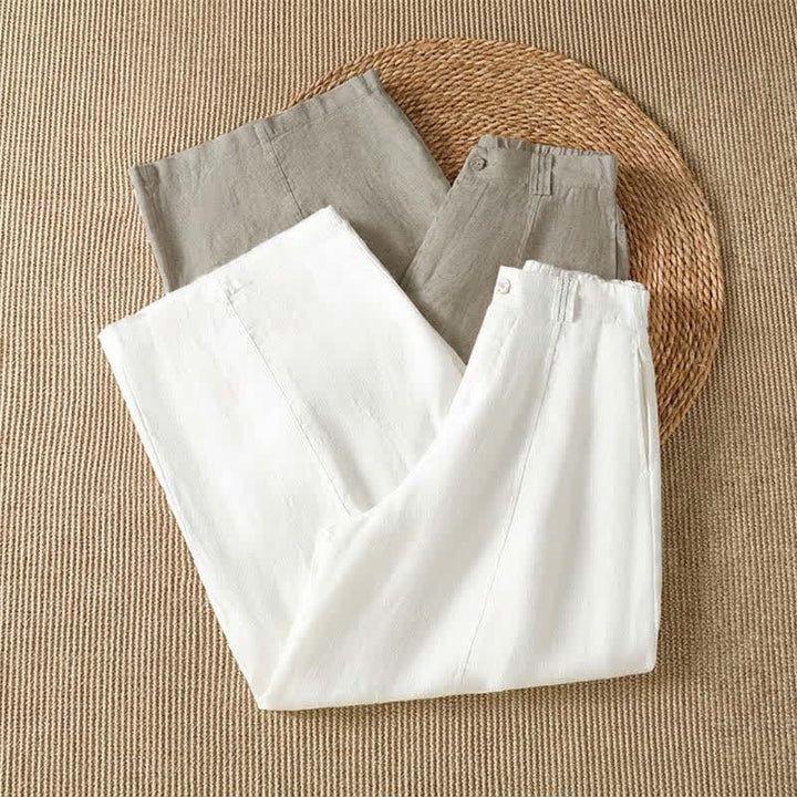 Buddha Stones Pantalon ample à jambes larges avec fermeture éclair, coupe décontractée printemps-été, et poches. - image 17