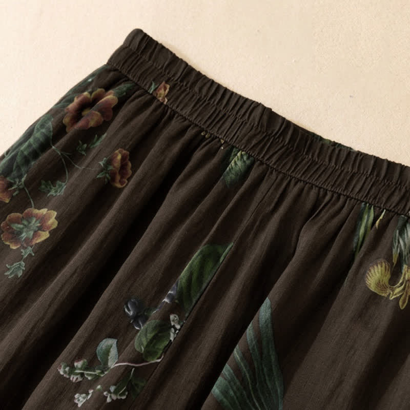 Buddha Stones Pantalon fleuri bohème printemps-été à la cheville, jambes larges et poches pour femme - image 17