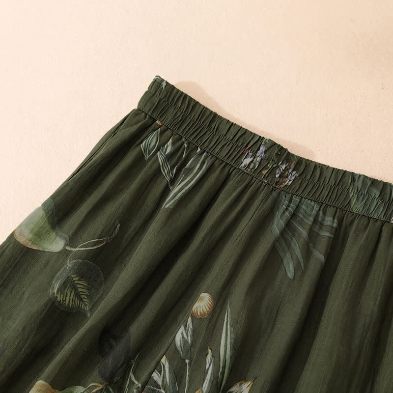 Buddha Stones Pantalon fleuri bohème printemps-été à la cheville, jambes larges et poches pour femme - image 8