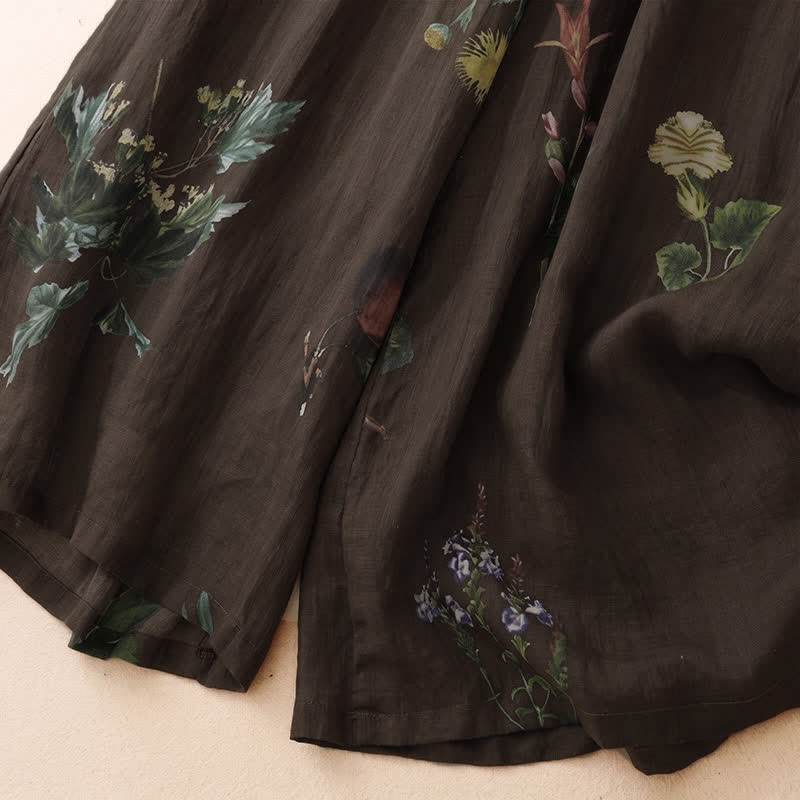 Buddha Stones Pantalon fleuri bohème printemps-été à la cheville, jambes larges et poches pour femme - image 21