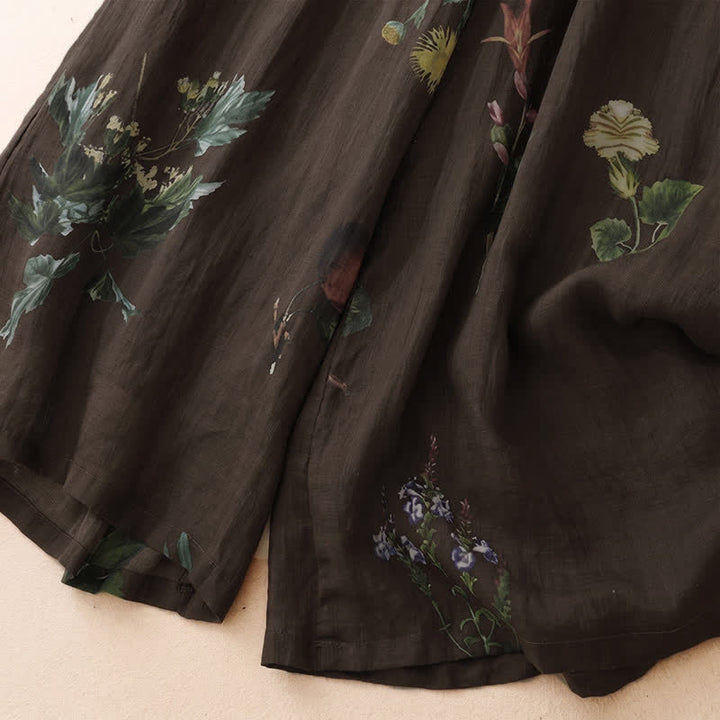 Buddha Stones Pantalon fleuri bohème printemps-été à la cheville, jambes larges et poches pour femme - image 21