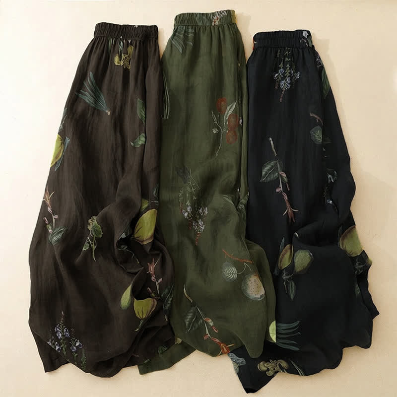 Buddha Stones Pantalon fleuri bohème printemps-été à la cheville, jambes larges et poches pour femme - image 25