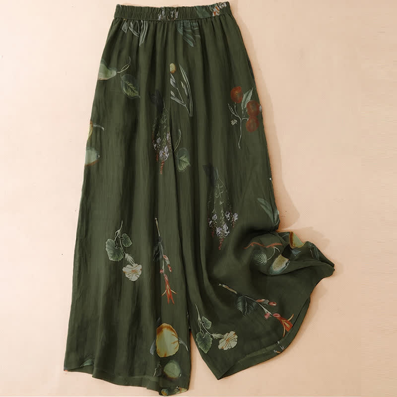 Buddha Stones Pantalon fleuri bohème printemps-été à la cheville, jambes larges et poches pour femme - image 7