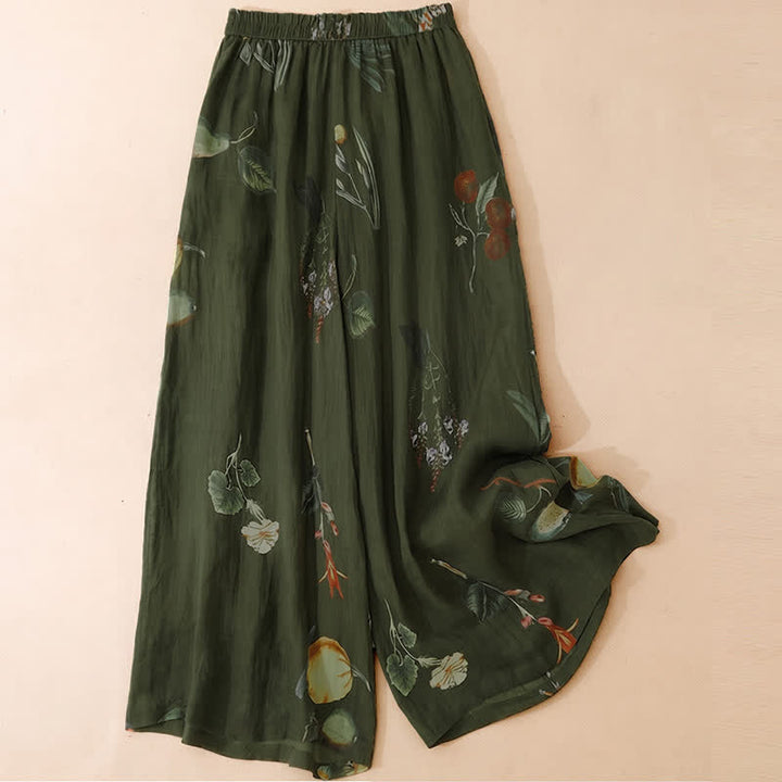 Buddha Stones Pantalon fleuri bohème printemps-été à la cheville, jambes larges et poches pour femme - image 7