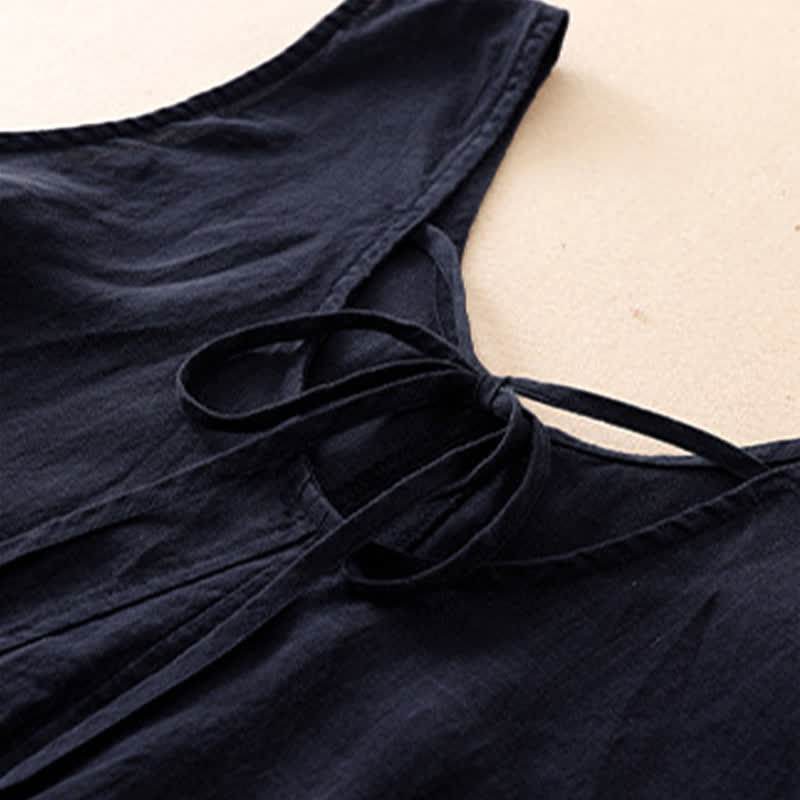 Buddha Stones Robe d'été minimaliste décontractée à col rond, sans manches et poches, pour femme. - image 11