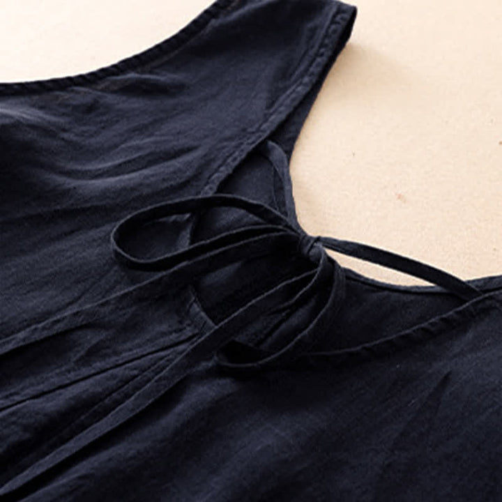 Buddha Stones Robe d'été minimaliste décontractée à col rond, sans manches et poches, pour femme. - image 11