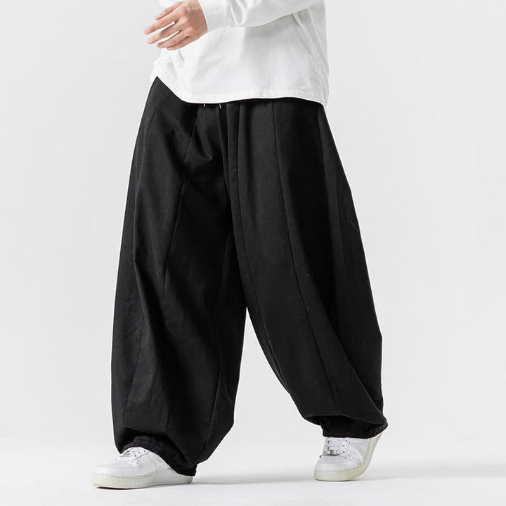Buddha Stones Pantalon long décontracté d'automne en coton uni avec cordon de serrage et poches, coupe droite, avec poches - image 8