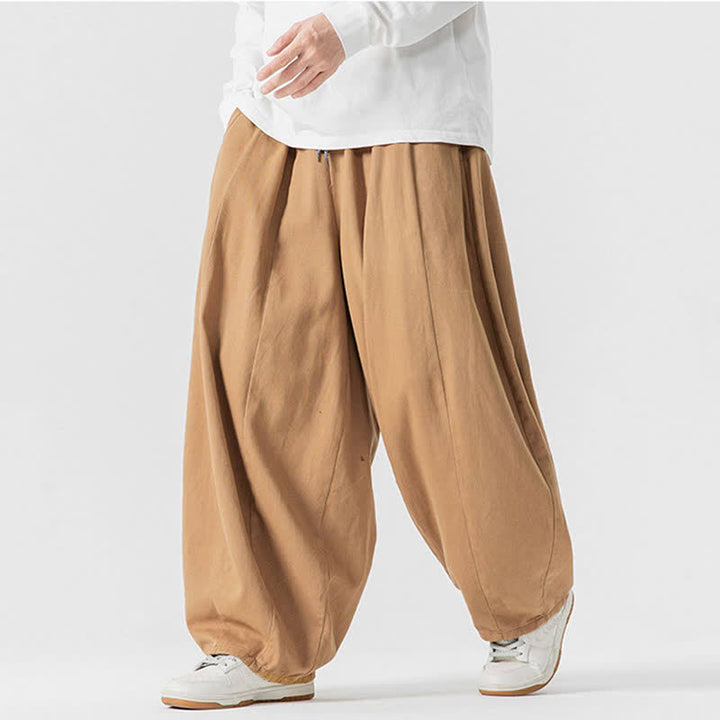 Buddha Stones Pantalon long décontracté d'automne en coton uni avec cordon de serrage et poches, coupe droite, avec poches - image 34