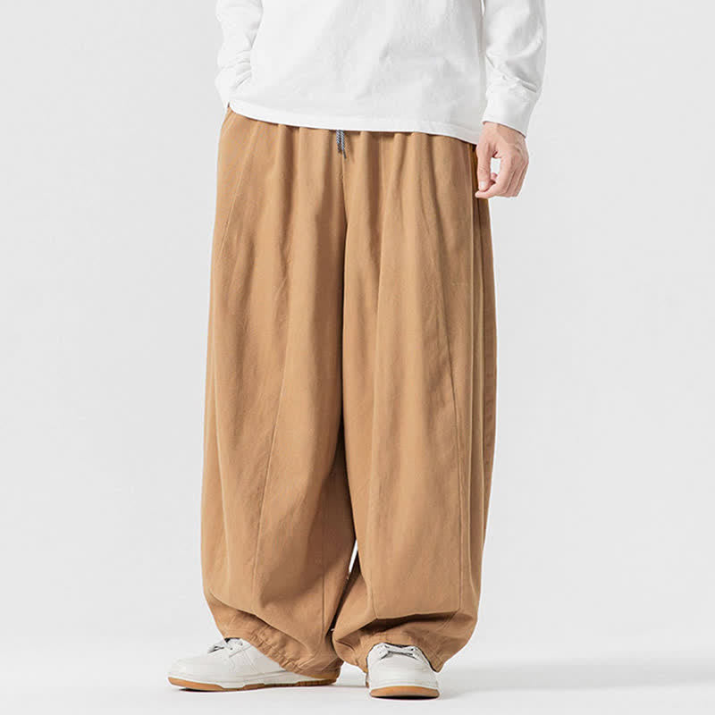 Buddha Stones Pantalon long décontracté d'automne en coton uni avec cordon de serrage et poches, coupe droite, avec poches - verge d'or - US/UK/AU46，EU56 (5XL) - image 33