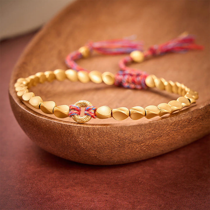 Buddha Stones Bracelet en perles de cuivre avec boucle nuage porte-bonheur tibétain et pendentif en forme de nuage de paix - image 4
