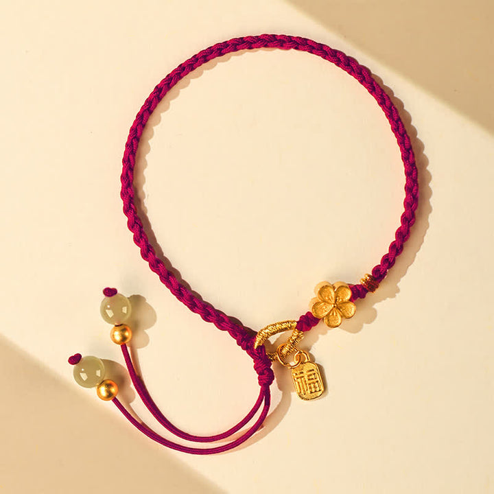 Bracelet porte-bonheur en Buddha Stones Hetian avec petites fleurs de pêcher et breloque en forme de personnage Fu - image 12