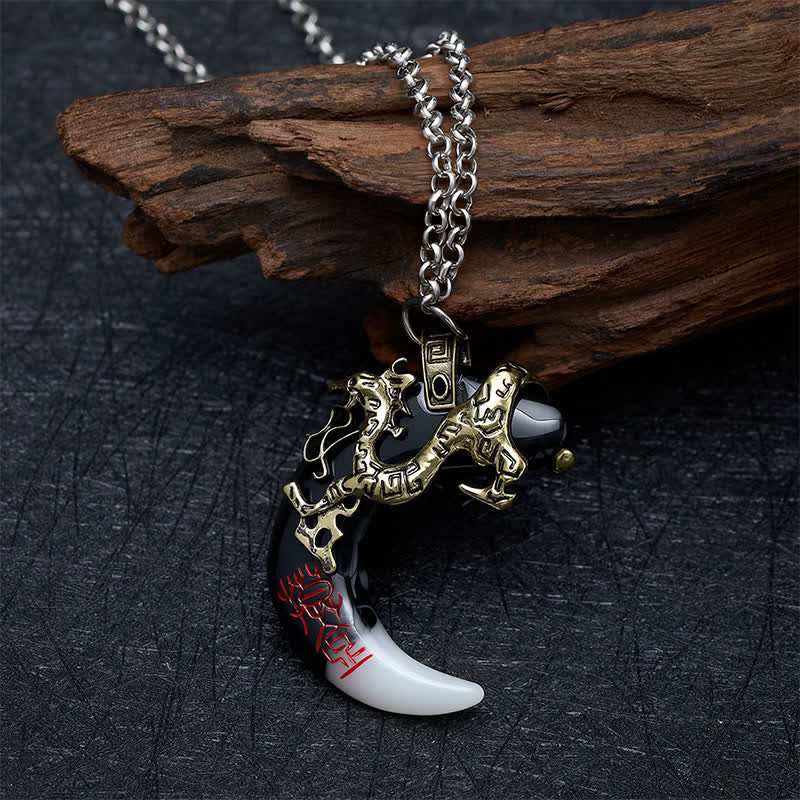 Buddha Stones Collier pendentif croissant de dragon force - image 11