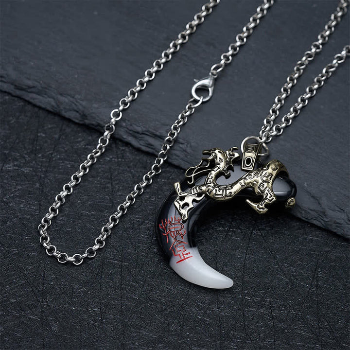 Buddha Stones Collier pendentif croissant de dragon force - image 10