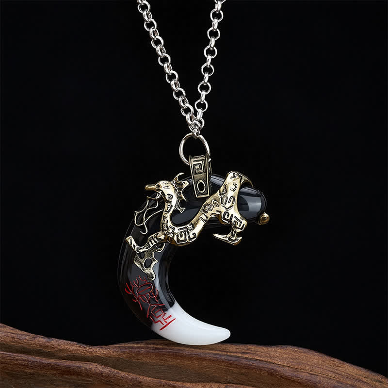 Buddha Stones Collier pendentif croissant de dragon force - Or - image 8