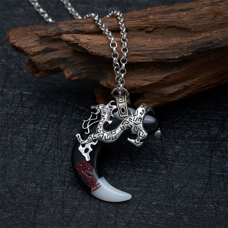 Buddha Stones Collier pendentif croissant de dragon force - image 3