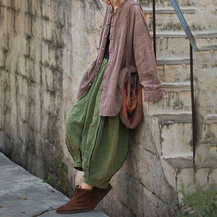 Veste ouverte à manches longues et boutons grenouille avec Buddha Stones et teinture par nouage pour méditation zen - image 25