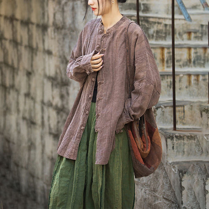 Veste ouverte à manches longues et boutons grenouille avec Buddha Stones et teinture par nouage pour méditation zen - image 22