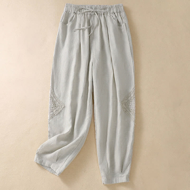 Pantalon harem d'été pour femme Buddha Stones avec cordon de serrage et poches - Lin - US8-10，UK/AU12-14，EU40-42 (2XL) - image 13