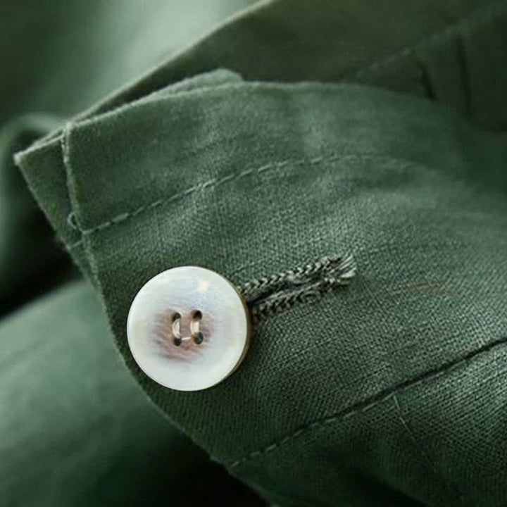 Short plissé uni en coton et lin avec poches pour femme avec fermeture éclair et boutons Buddha Stones - image 17