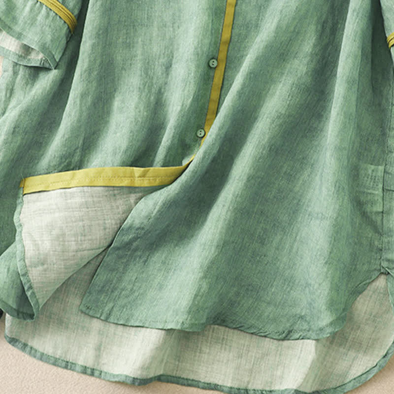Robe midi d'été décontractée à manches trois-quarts, ornée de broderies et de Buddha Stones, col montant. - image 3