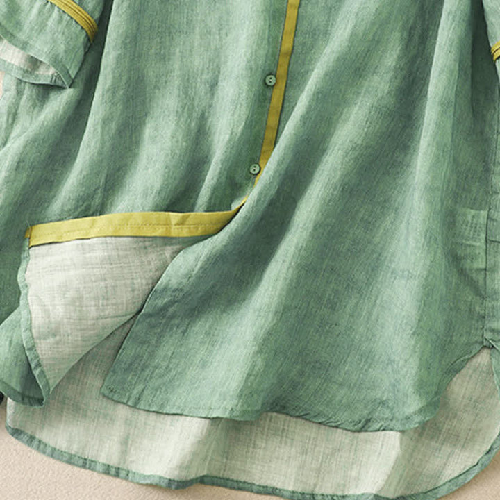 Robe midi d'été décontractée à manches trois-quarts, ornée de broderies et de Buddha Stones, col montant. - image 3