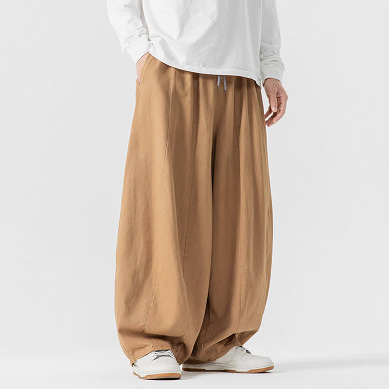 Buddha Stones Pantalon long décontracté d'automne en coton uni avec cordon de serrage et poches, coupe droite, avec poches - image 35