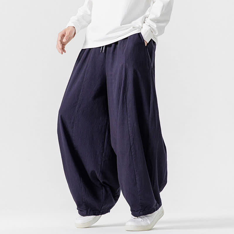 Buddha Stones Pantalon long décontracté d'automne en coton uni avec cordon de serrage et poches, coupe droite, avec poches - image 32