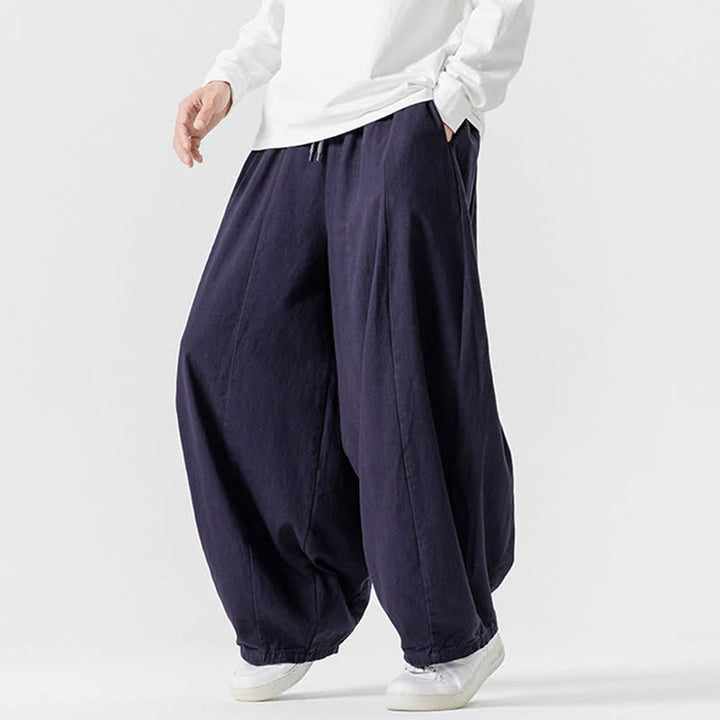Buddha Stones Pantalon long décontracté d'automne en coton uni avec cordon de serrage et poches, coupe droite, avec poches - image 32