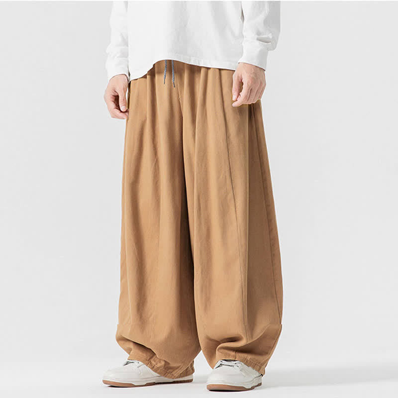 Buddha Stones Pantalon long décontracté d'automne en coton uni avec cordon de serrage et poches, coupe droite, avec poches - image 38