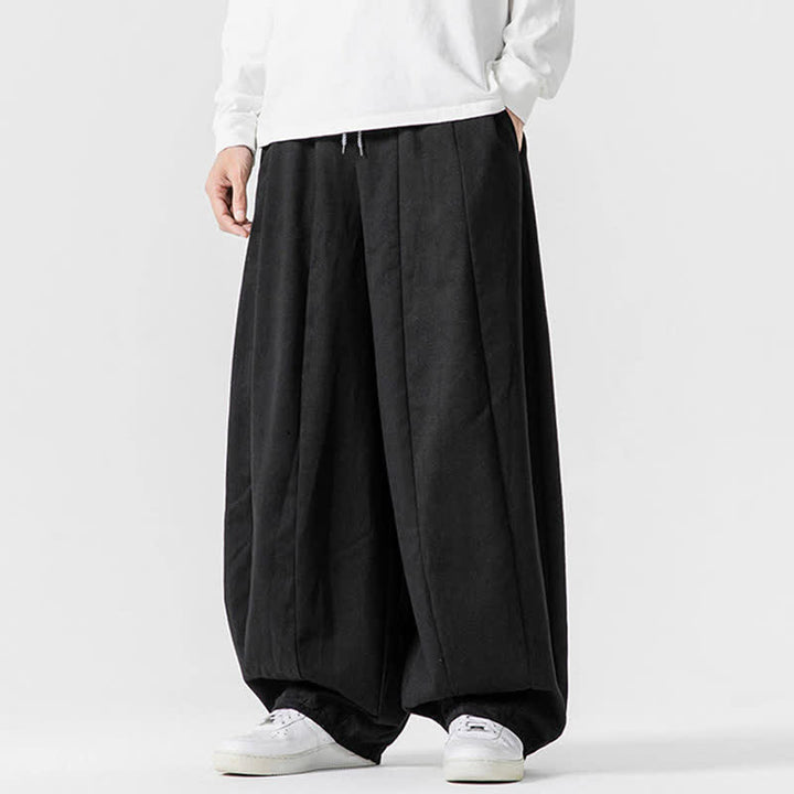 Buddha Stones Pantalon long décontracté d'automne en coton uni avec cordon de serrage et poches, coupe droite, avec poches - image 11