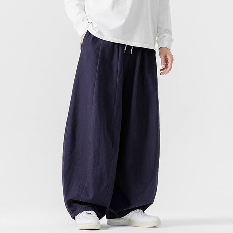 Buddha Stones Pantalon long décontracté d'automne en coton uni avec cordon de serrage et poches, coupe droite, avec poches - image 28