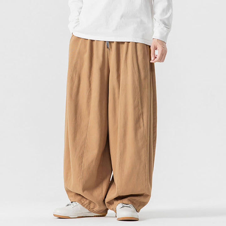 Buddha Stones Pantalon long décontracté d'automne en coton uni avec cordon de serrage et poches, coupe droite, avec poches - image 39