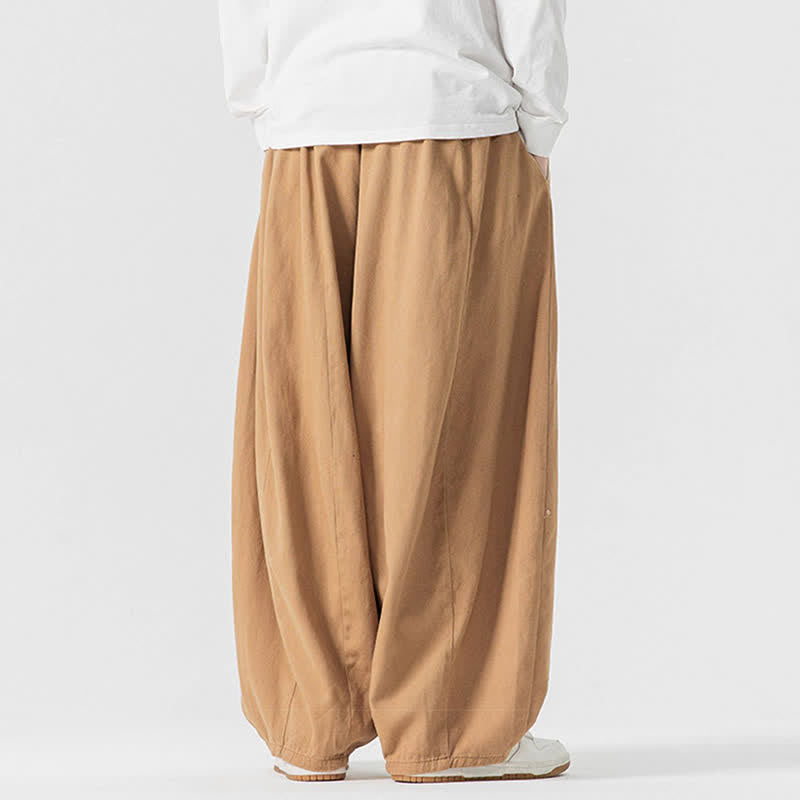 Buddha Stones Pantalon long décontracté d'automne en coton uni avec cordon de serrage et poches, coupe droite, avec poches - image 37