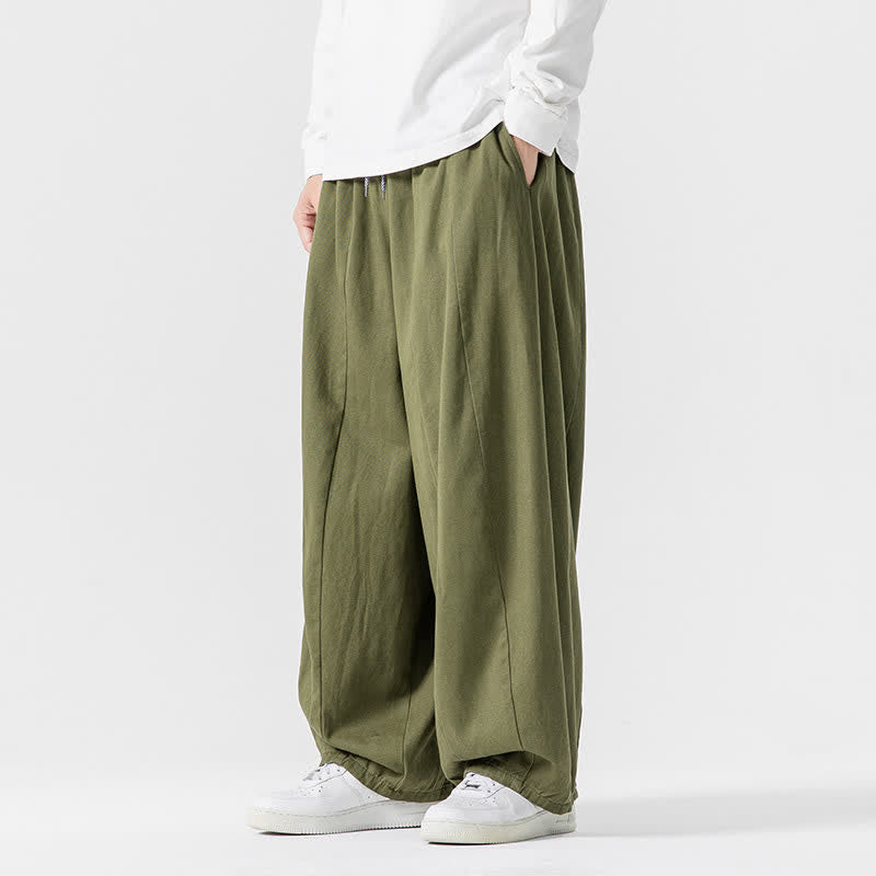 Buddha Stones Pantalon long décontracté d'automne en coton uni avec cordon de serrage et poches, coupe droite, avec poches - image 25