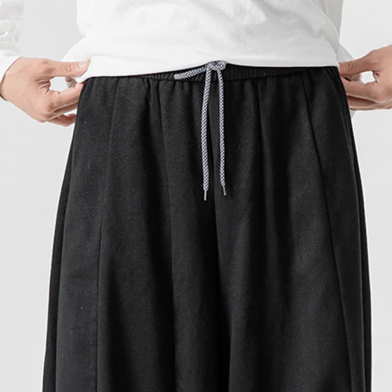 Buddha Stones Pantalon long décontracté d'automne en coton uni avec cordon de serrage et poches, coupe droite, avec poches - image 14