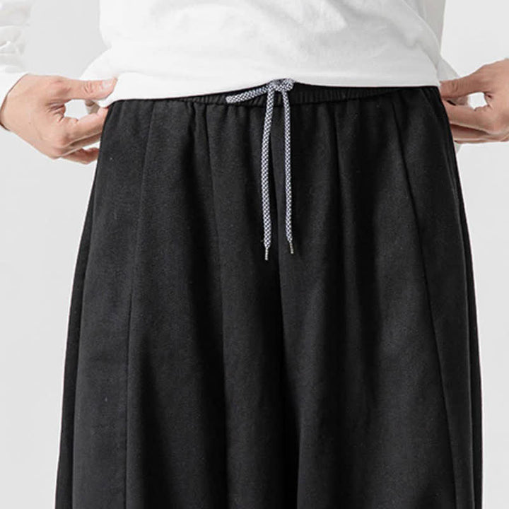 Buddha Stones Pantalon long décontracté d'automne en coton uni avec cordon de serrage et poches, coupe droite, avec poches - image 14