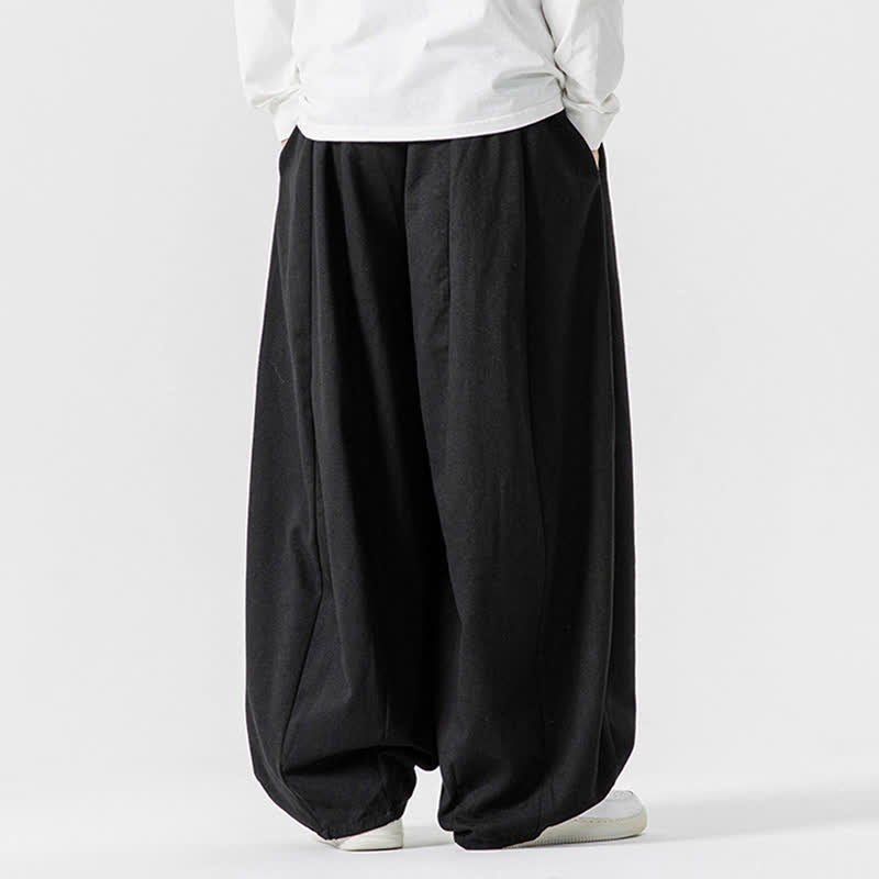 Buddha Stones Pantalon long décontracté d'automne en coton uni avec cordon de serrage et poches, coupe droite, avec poches - image 10