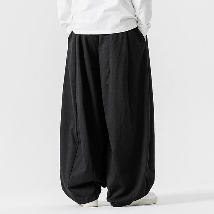 Buddha Stones Pantalon long décontracté d'automne en coton uni avec cordon de serrage et poches, coupe droite, avec poches - image 10