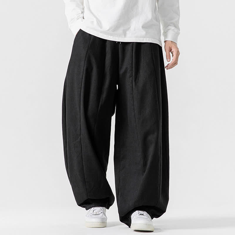 Buddha Stones Pantalon long décontracté d'automne en coton uni avec cordon de serrage et poches, coupe droite, avec poches - image 9